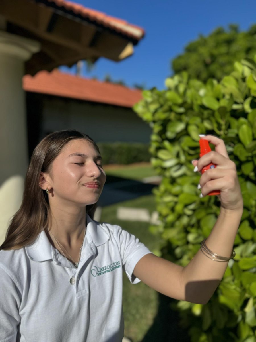 Emma Gueits can't resist a little self care during a break at school. 