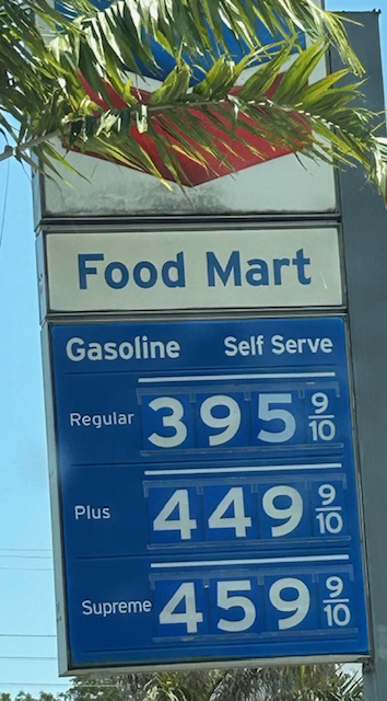 Gas prices are nearly $4 a gallon in Palmetto Bay.